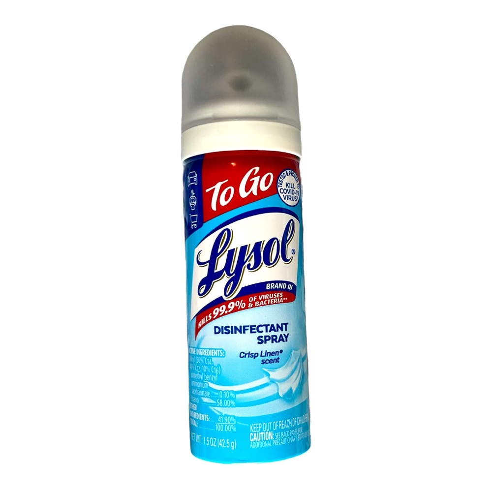 Lysol brand "To Go" travel size disinfectant new size new look 1.5oz Kills 99.9%